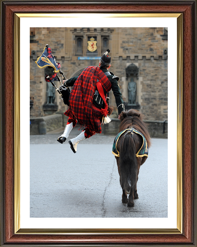 Royal Regiment of Scotland Mascot and Crossed Swords Piper Photo Print - British Army Posters, Prints, & Visual Artwork Hampshire Prints