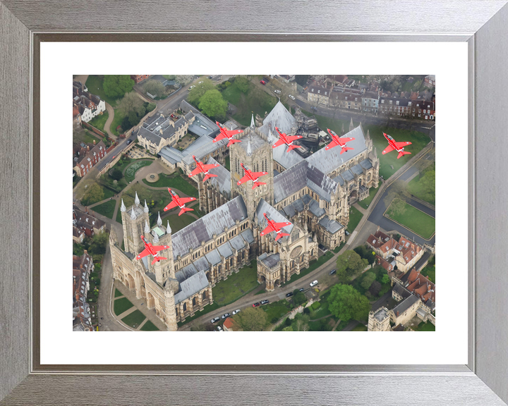 RAF Red Arrows Above Lincoln Cathedral Roof April 2024