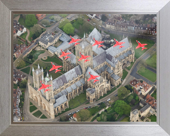 RAF Red Arrows Above Lincoln Cathedral Roof April 2024