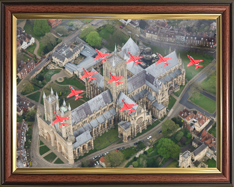 RAF Red Arrows Above Lincoln Cathedral Roof April 2024
