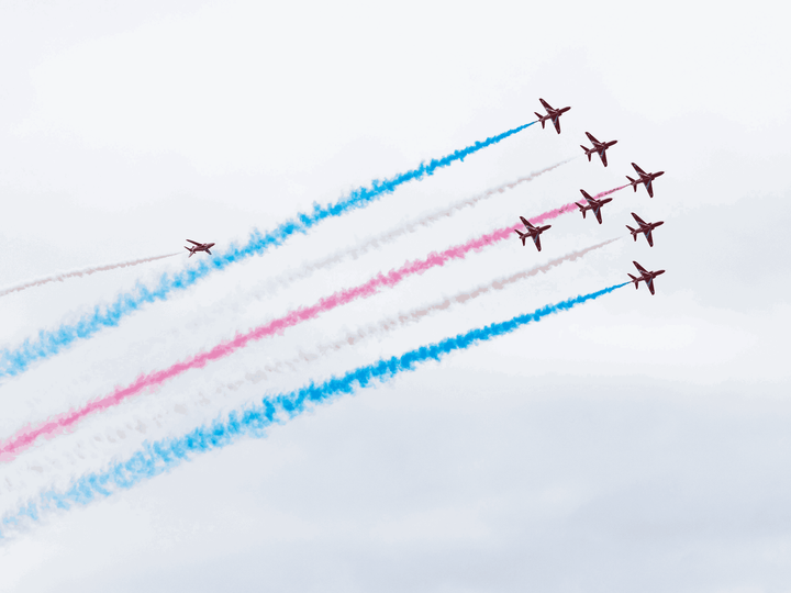 RAF Red Arrows Eight Hawks Climbing Jordanstown June 2024