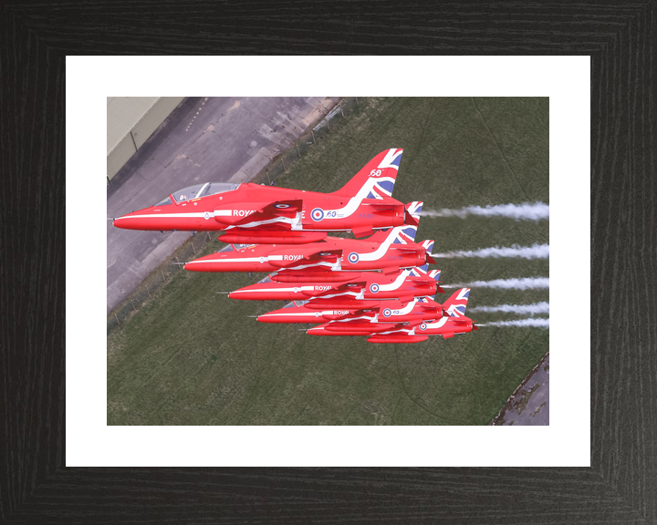 RAF Red Arrows Five Hawks Close Echelon April 2024