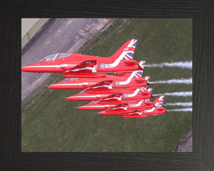 RAF Red Arrows Five Hawks Close Echelon April 2024