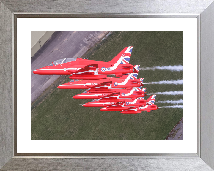 RAF Red Arrows Five Hawks Close Echelon April 2024