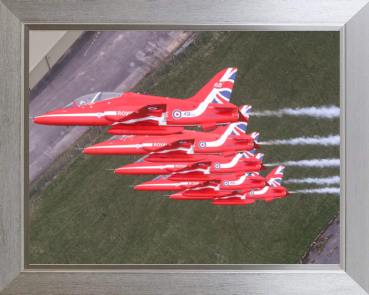 RAF Red Arrows Five Hawks Close Echelon April 2024