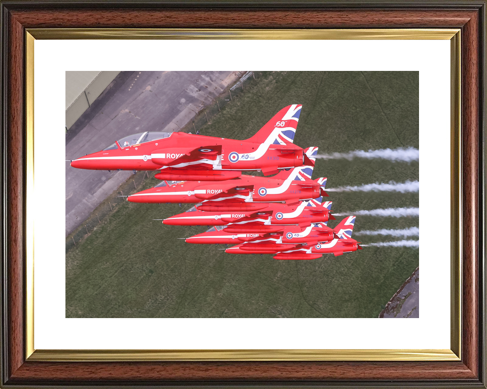 RAF Red Arrows Five Hawks Close Echelon April 2024