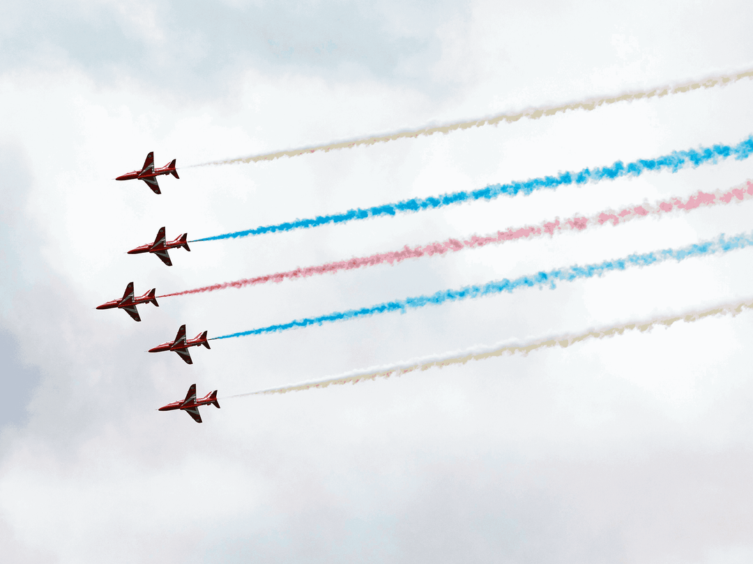 RAF Red Arrows Five Hawks Colour Smoke Jordanstown June 2024