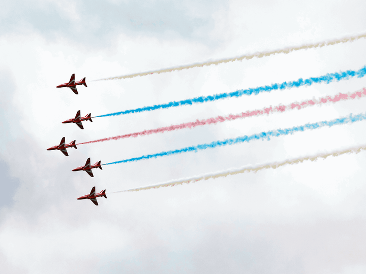 RAF Red Arrows Five Hawks Colour Smoke Jordanstown June 2024