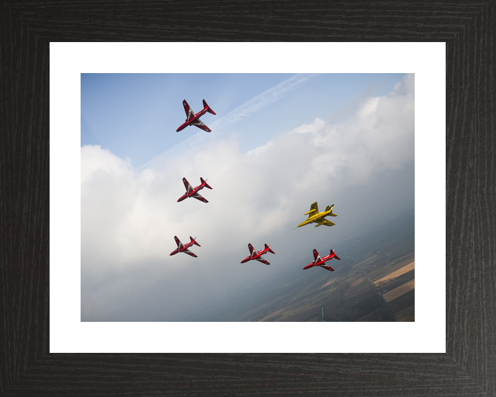 RAF Red Arrows Five Hawks and Gnat Cloud Bank March 2024