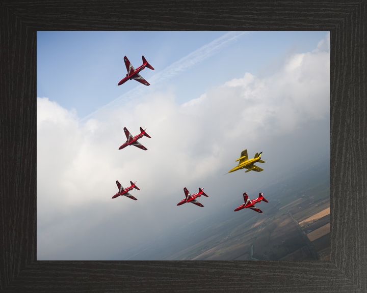 RAF Red Arrows Five Hawks and Gnat Cloud Bank March 2024