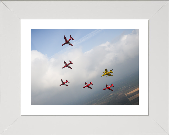 RAF Red Arrows Five Hawks and Gnat Cloud Bank March 2024