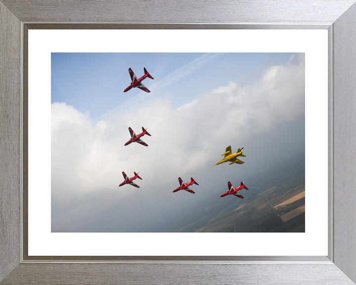 RAF Red Arrows Five Hawks and Gnat Cloud Bank March 2024
