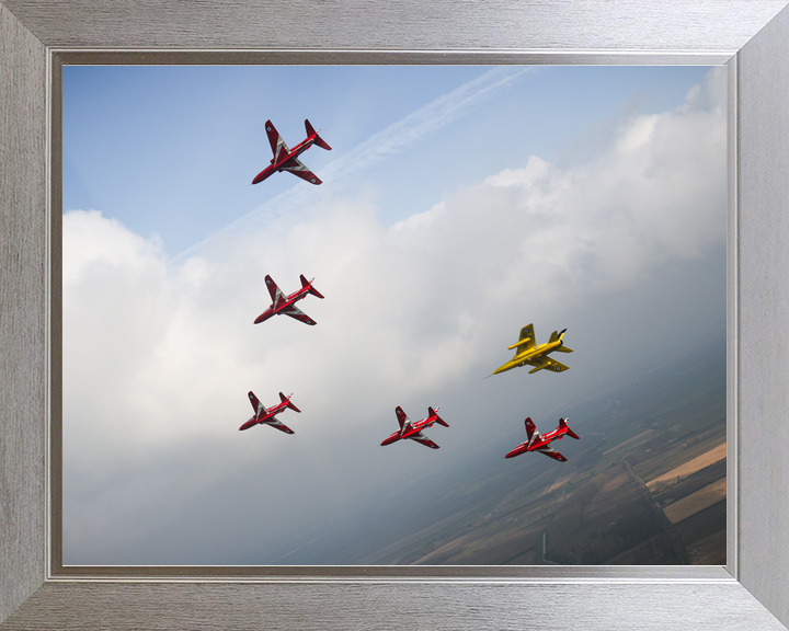 RAF Red Arrows Five Hawks and Gnat Cloud Bank March 2024