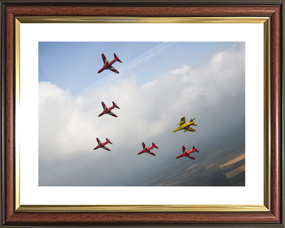 RAF Red Arrows Five Hawks and Gnat Cloud Bank March 2024