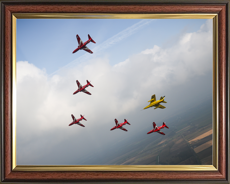 RAF Red Arrows Five Hawks and Gnat Cloud Bank March 2024