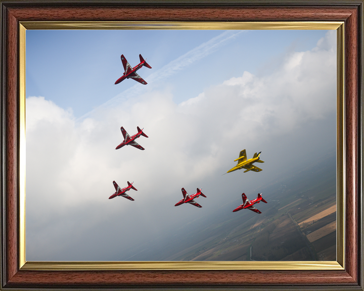 RAF Red Arrows Five Hawks and Gnat Cloud Bank March 2024