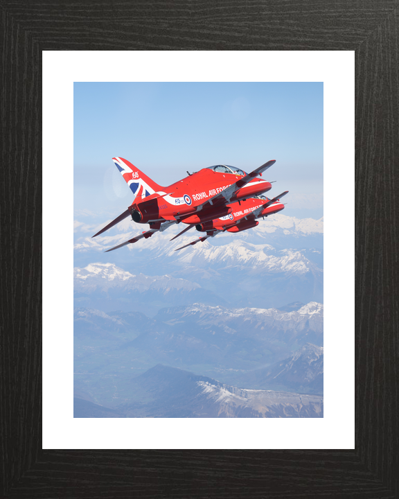 RAF Red Arrows Hawk Close Pair Over Mountains April 2024