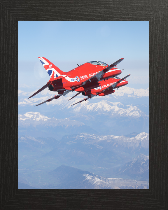 RAF Red Arrows Hawk Close Pair Over Mountains April 2024