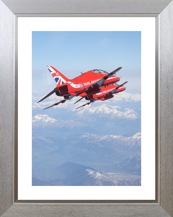 RAF Red Arrows Hawk Close Pair Over Mountains April 2024