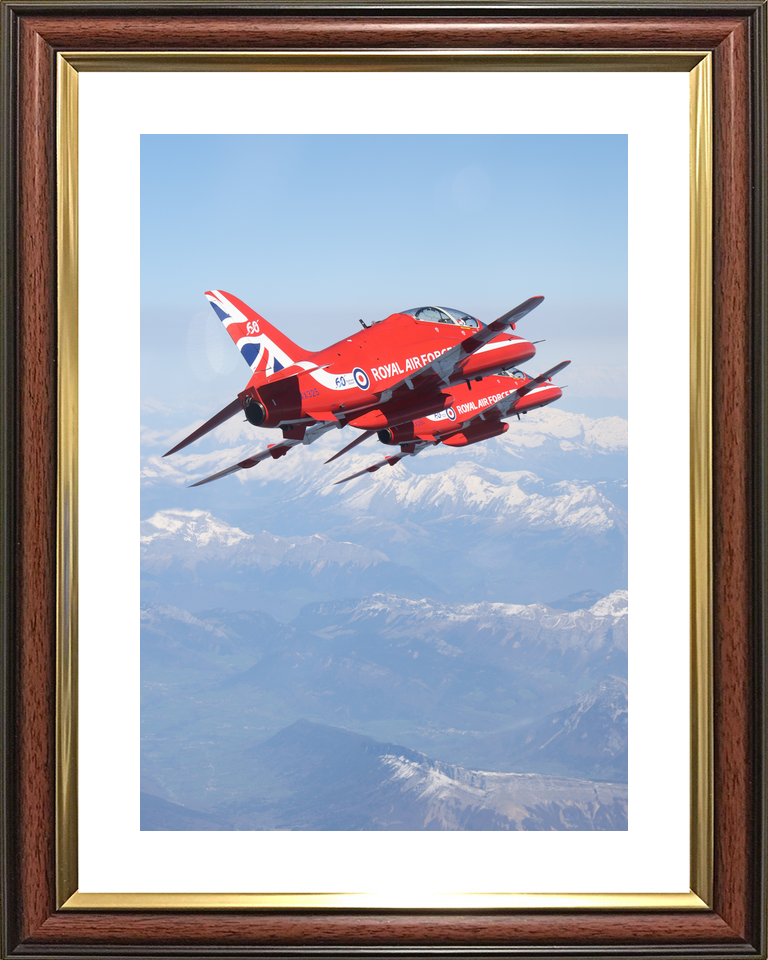 RAF Red Arrows Hawk Close Pair Over Mountains April 2024