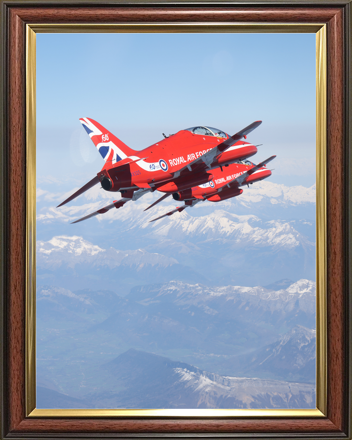 RAF Red Arrows Hawk Close Pair Over Mountains April 2024
