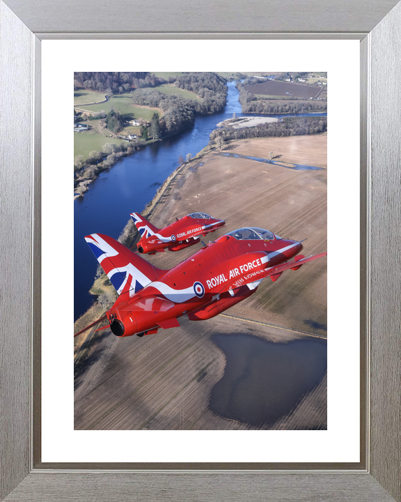 RAF Red Arrows Hawk Pair Over Scottish River February 2024