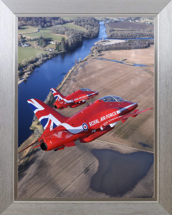 RAF Red Arrows Hawk Pair Over Scottish River February 2024