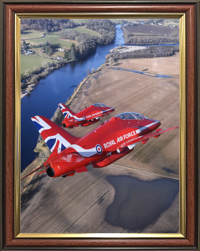 RAF Red Arrows Hawk Pair Over Scottish River February 2024
