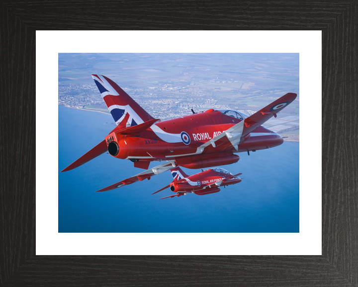 RAF Red Arrows Hawk T1 XX219 Pair Over the Sea February 2024