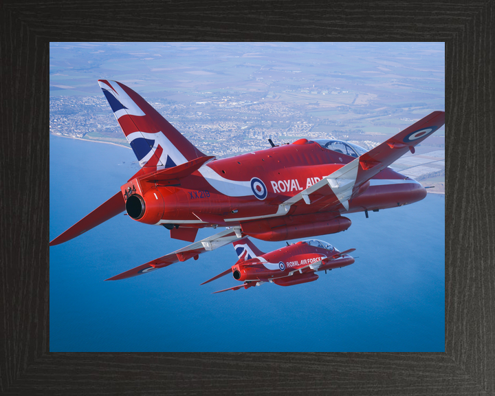 RAF Red Arrows Hawk T1 XX219 Pair Over the Sea February 2024