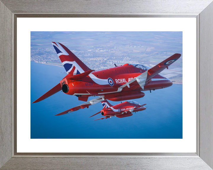 RAF Red Arrows Hawk T1 XX219 Pair Over the Sea February 2024