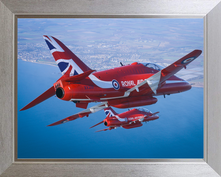 RAF Red Arrows Hawk T1 XX219 Pair Over the Sea February 2024