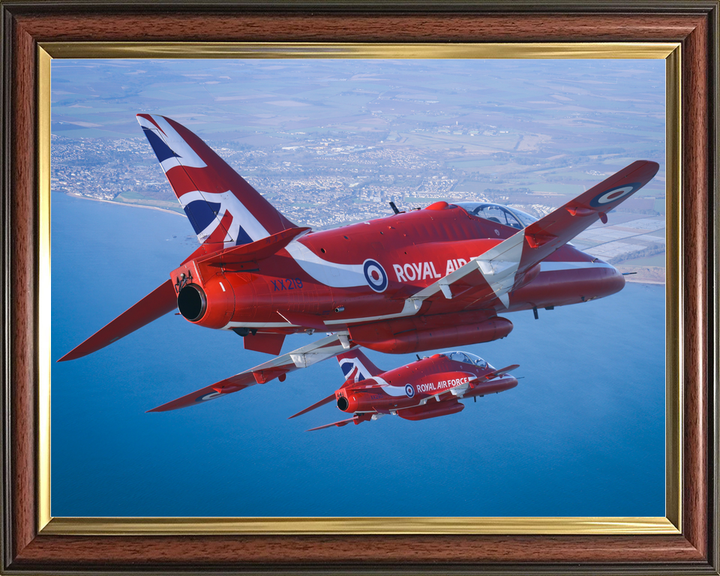 RAF Red Arrows Hawk T1 XX219 Pair Over the Sea February 2024