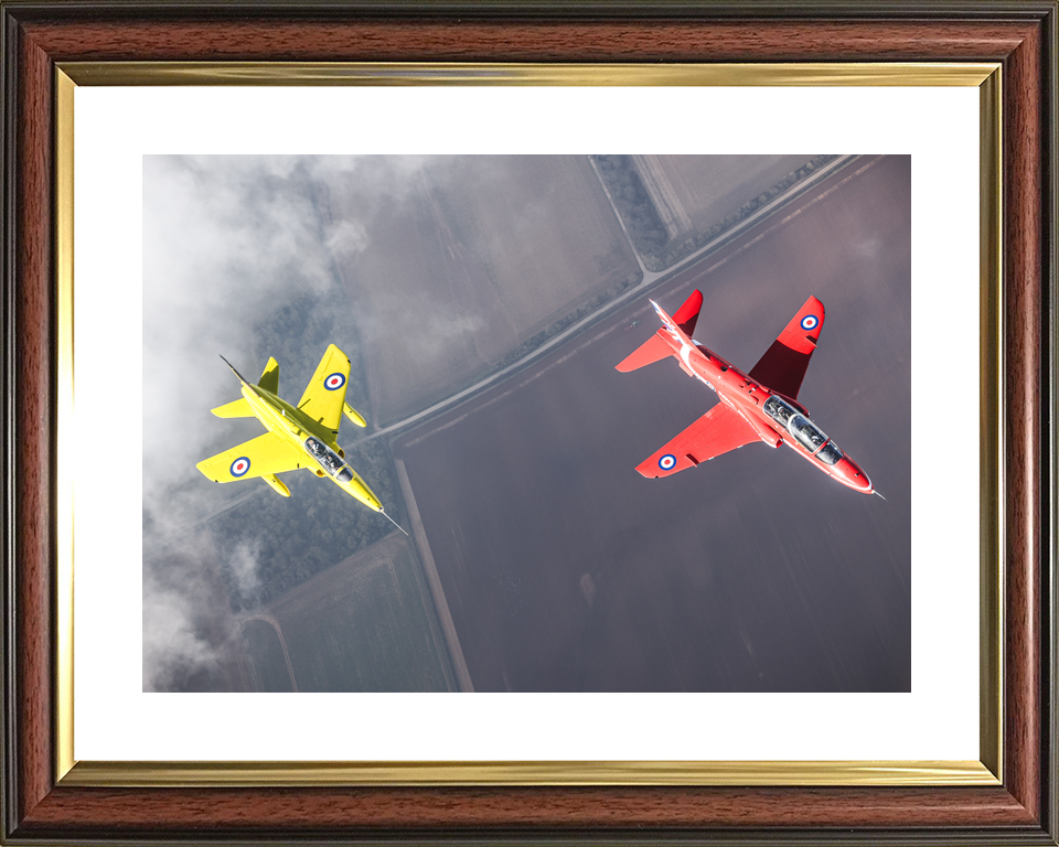 RAF Red Arrows Hawk and Yellow Gnat From Above March 2024