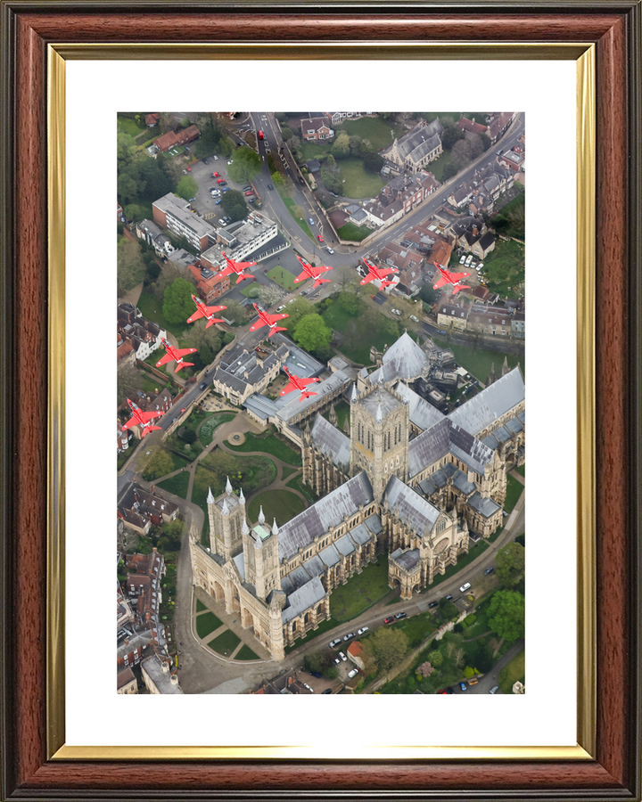 RAF Red Arrows Nine Hawks Above Lincoln Rooftops April 2024