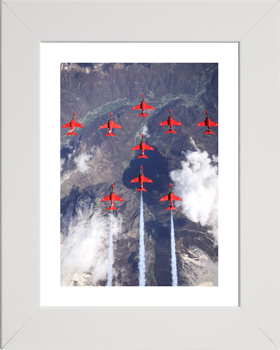 RAF Red Arrows Nine Hawks Above Mountains April 2024