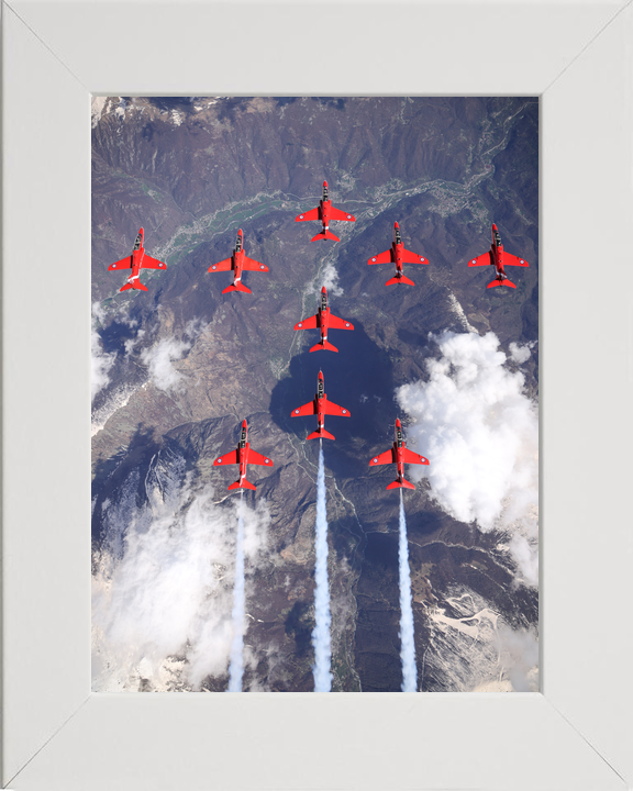 RAF Red Arrows Nine Hawks Above Mountains April 2024