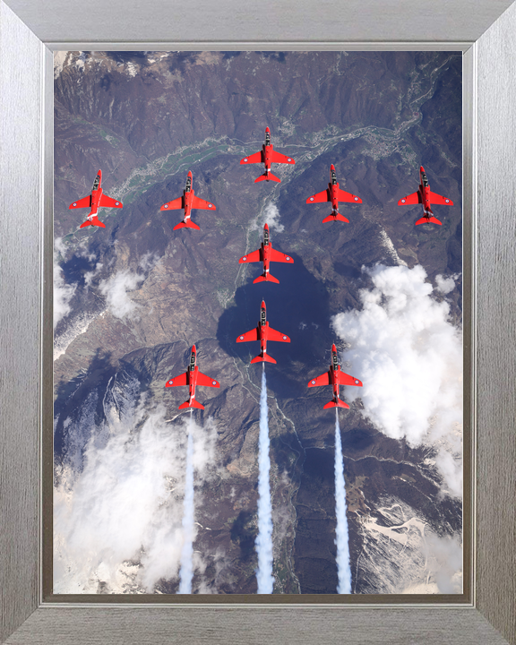 RAF Red Arrows Nine Hawks Above Mountains April 2024