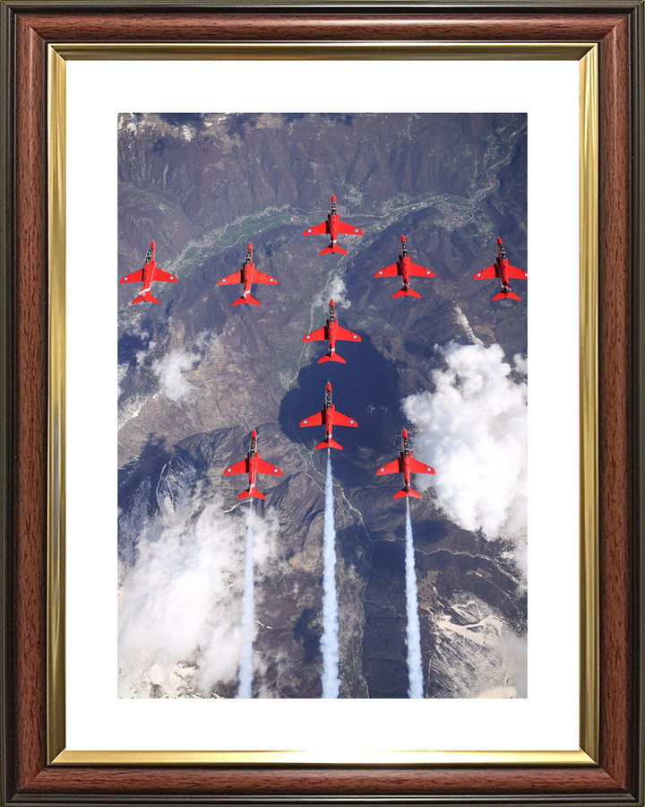 RAF Red Arrows Nine Hawks Above Mountains April 2024