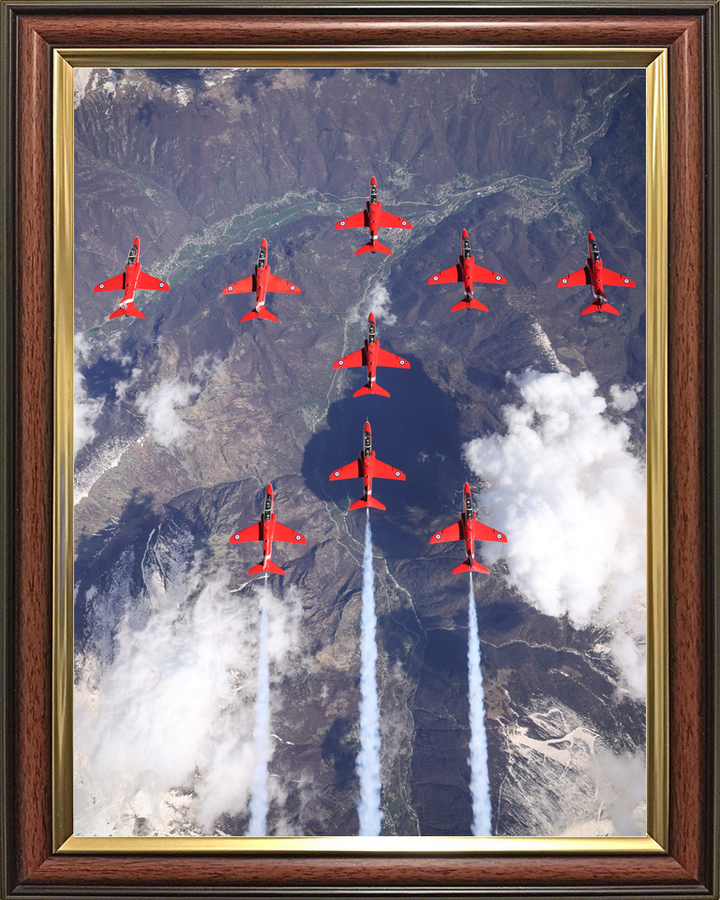 RAF Red Arrows Nine Hawks Above Mountains April 2024