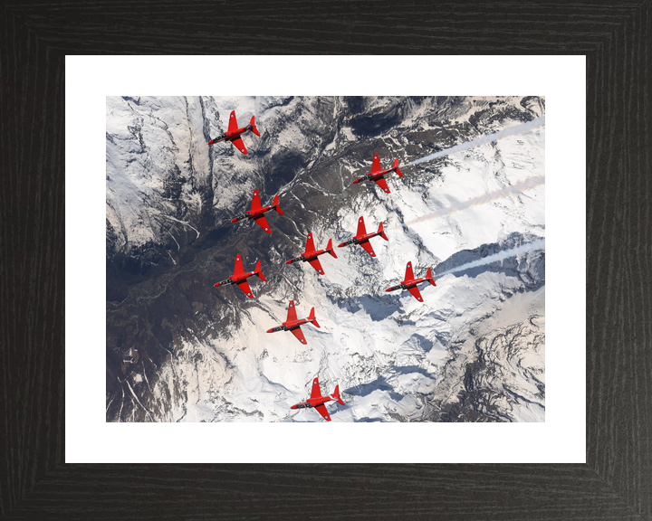 RAF Red Arrows Nine Hawks Over Snowfields April 2024