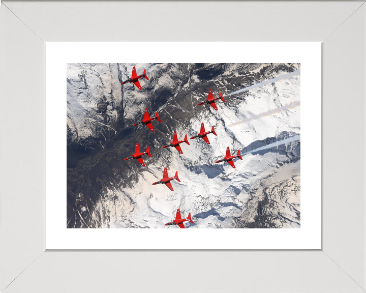 RAF Red Arrows Nine Hawks Over Snowfields April 2024