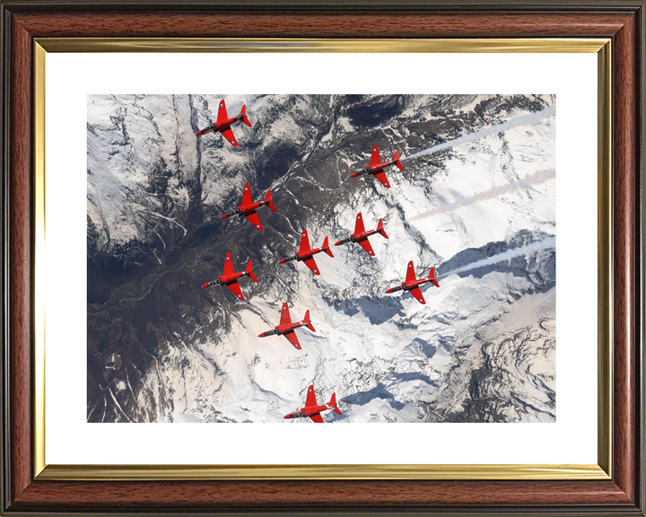 RAF Red Arrows Nine Hawks Over Snowfields April 2024