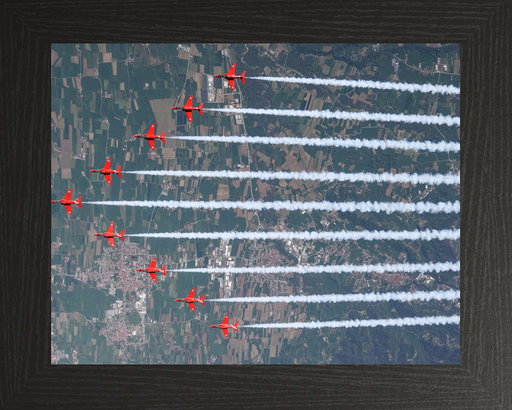 RAF Red Arrows Nine Hawks Smoke Over Farmland April 2024