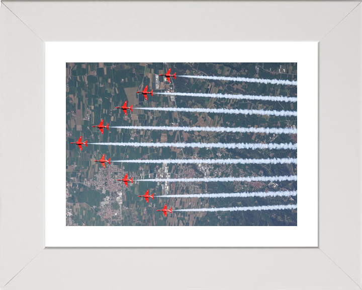 RAF Red Arrows Nine Hawks Smoke Over Farmland April 2024