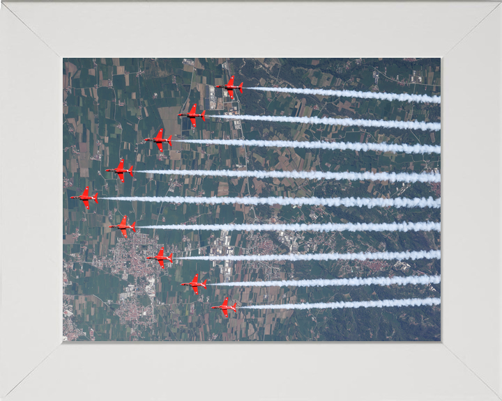 RAF Red Arrows Nine Hawks Smoke Over Farmland April 2024