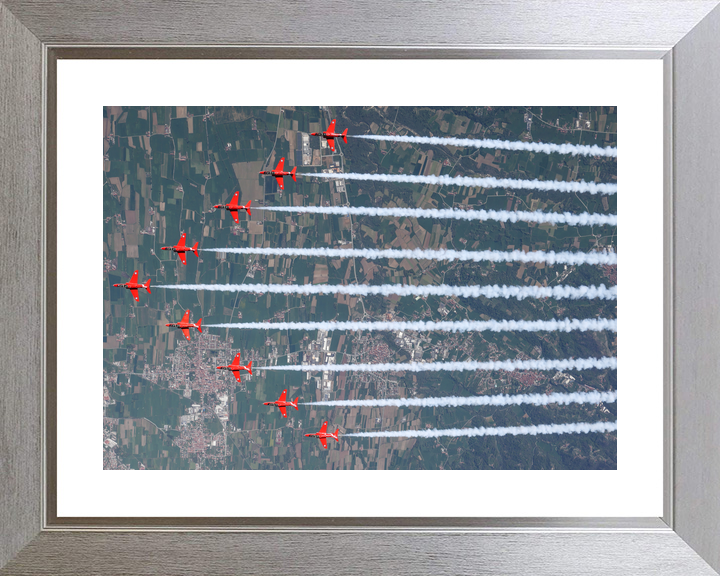 RAF Red Arrows Nine Hawks Smoke Over Farmland April 2024