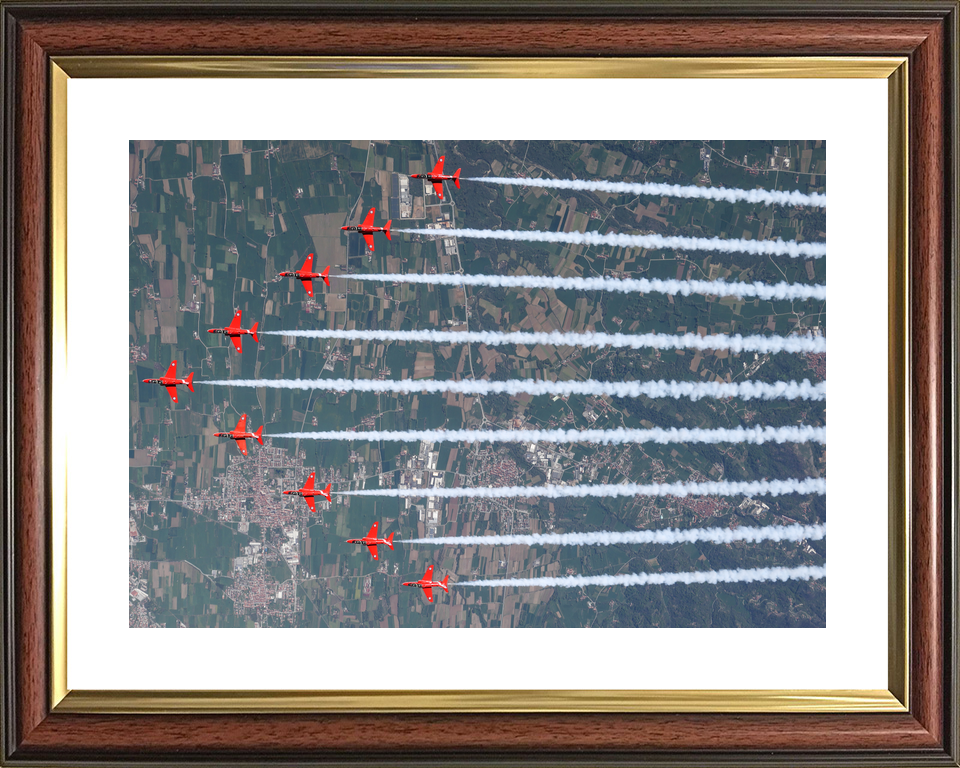 RAF Red Arrows Nine Hawks Smoke Over Farmland April 2024