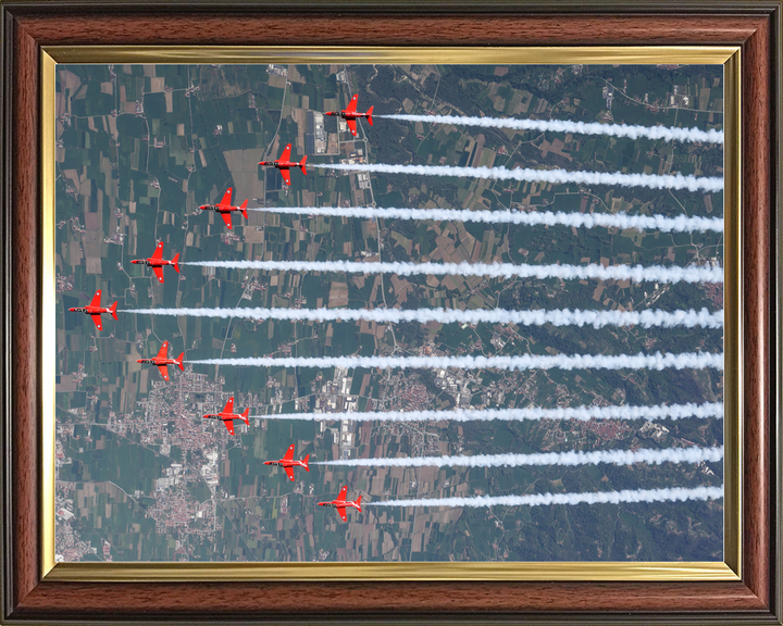 RAF Red Arrows Nine Hawks Smoke Over Farmland April 2024