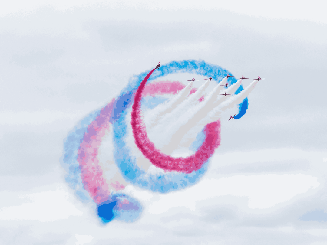 RAF Red Arrows Nine Hawks Smoke Rings Jordanstown June 2024